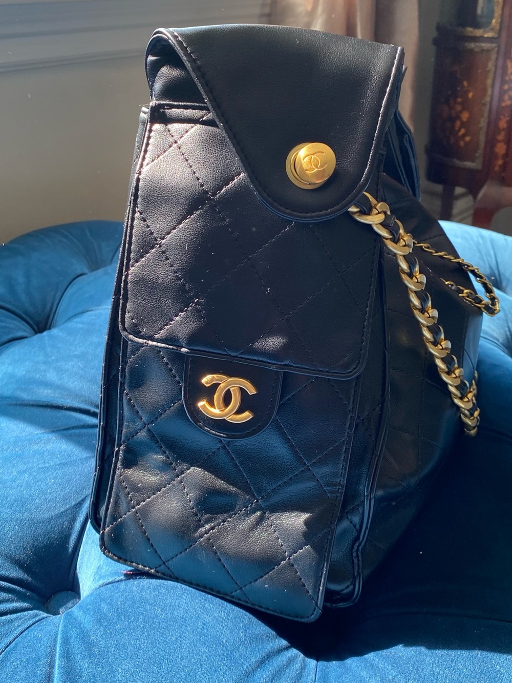 BLACK QUILTED CHAIN SHOULDER BAG - Picture 7 of 17